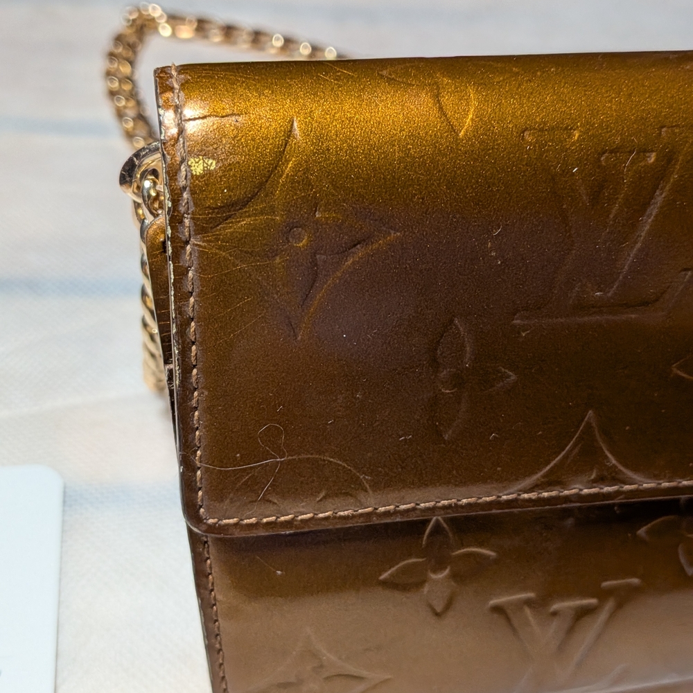 Louis Vuitton Bronze Metallic Monogram Wallet with Gold Chain - Picture 11 of 11